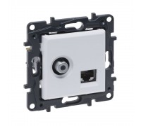 Розетка Legrand Niloe Step комбінована TV тип F та RJ45 CAT6 UTP білий 863177