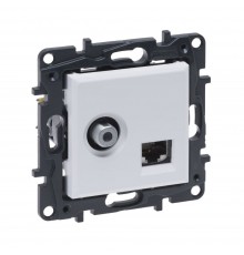 Розетка Legrand Niloe Step комбінована TV тип F та RJ45 CAT6 UTP білий 863177