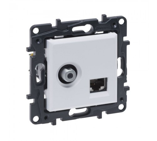 Розетка Legrand Niloe Step комбінована TV тип F та RJ45 CAT6 UTP білий 863177