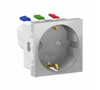 Schneider UNICA NEW Розетка 1-а З/К внутр. зі шторками "UNICA NEW" алюміній (C1) алюміній NU305730