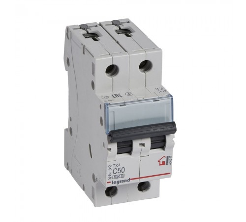 LEGRAND Автоматичний вимикач, 6kA, C 50А 2П 404047 LEGRAND Автоматичний вимикач, 6kA, C 50А 2П 404047