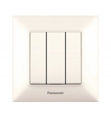 Вимикач Panasonic Arkedia Slim кремовий трьохклавішний WNTC00152BG-UA