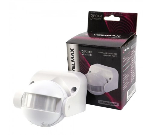 Датчик руху Velmax V-IMS-10 AC220-240V кут 180 (ST09) 29-22-10 Датчик руху Velmax V-IMS-10 AC220-240V кут 180 (ST09) 29-22-10