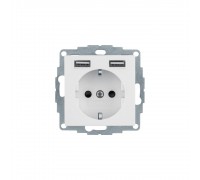 BERKER Q.x мехзанізм Розетка з з/к та USB 16А/250В пол.білий 48036089