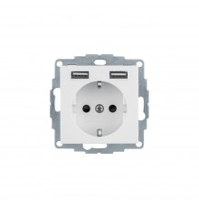 BERKER Q.x мехзанізм Розетка з з/к та USB 16А/250В пол.білий 48036089