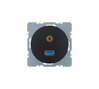 BERKER R.x механізм Розетка USB/3.5мм аудіо чорний 3315392045