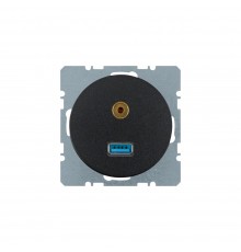 BERKER R.x механізм Розетка USB/3.5мм аудіо чорний 3315392045