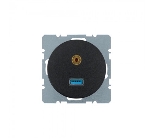 BERKER R.x механізм Розетка USB/3.5мм аудіо чорний 3315392045