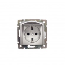 Legrand Valena Classic Розетка 2К+З з кришкою Алюміній
770122