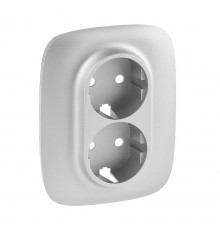 Legrand Valena ALLURE Накладка розетки подвійної 2К+З Алюміній 754957