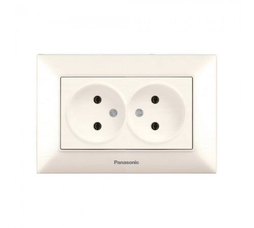 Розетка Panasonic Arkedia Slim кремова подвійна WNTC02042BG-UA Розетка Panasonic Arkedia Slim кремова подвійна WNTC02042BG-UA