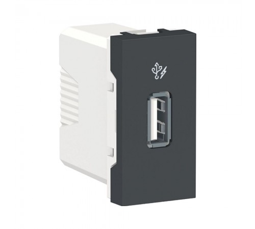 Розетка USB Schneider Electric Unica New 1 модуль антрацит NU342854 Розетка USB Schneider Electric Unica New 1 модуль антрацит NU342854