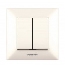Вимикач Panasonic Arkedia Slim кремовий двоклавішний WNTC00092BG-UA
