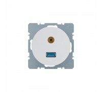 BERKER R.x механізм Розетка USB/3.5мм аудіо пол.білий 3315392089