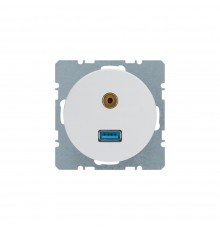BERKER R.x механізм Розетка USB/3.5мм аудіо пол.білий 3315392089