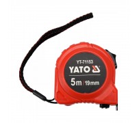 Рулетка YATO : L= 5м x 19мм,з сталевою стрічкою, нейлоновим покриттям, подвійним блокуванням YT-71153