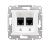 Розетка комп'ютерна Schneider Electric Sedna біла подвійна RJ-45 внутрішня 5Е SDN4400121