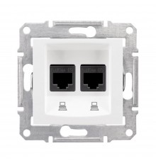 Розетка комп'ютерна Schneider Electric Sedna біла подвійна RJ-45 внутрішня 5Е SDN4400121