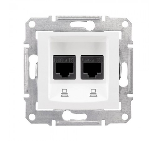 Розетка комп'ютерна Schneider Electric Sedna біла подвійна RJ-45 внутрішня 5Е SDN4400121 Розетка комп'ютерна Schneider Electric Sedna біла подвійна RJ-45 внутрішня 5Е SDN4400121
