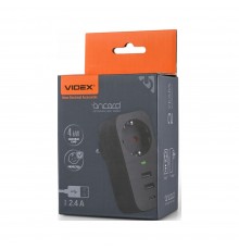 Мережевий адаптер VIDEX ONCORD з/з 1п 2.4A 2USB+USB-C Black 484855