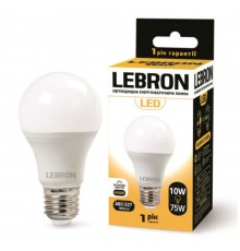 Лампа LED L-A60 10W E27 4100K 900Lm кут 240 11-11-32 Lebron