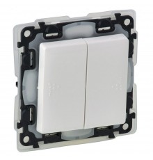 Legrand Valena LIFE Вимикач 2-клавішний автоматичні клеми IP44 Білий 752155