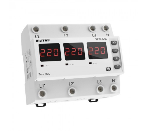 Реле напруги DigiTOP 63А (max 80A) VP-3F63A M6R Реле напруги DigiTOP 63А (max 80A) VP-3F63A M6R