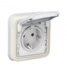 Legrand Plexo Механізм розетки електричної 16А 2К+З IP55 IK07 кришкою гвинтові зажими німецький стандарт Білий 069639