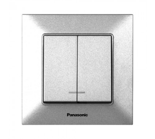 Вимикач Panasonic Arkedia Slim срібний двоклавішний з підсвіткою WNTC00102SL-UA Вимикач Panasonic Arkedia Slim срібний двоклавішний з підсвіткою WNTC00102SL-UA