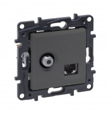 Розетка TV+RJ45 Legrand Niloe Step сталь телевізійна+комп'ютерна 863477