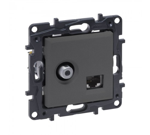 Розетка TV+RJ45 Legrand Niloe Step сталь телевізійна+комп'ютерна 863477 Розетка TV+RJ45 Legrand Niloe Step сталь телевізійна+комп'ютерна 863477