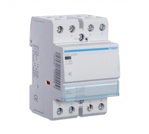 Контактор Hager безшумний 40A, 4НВ, 230В ESC440S Контактор Hager безшумний 40A, 4НВ, 230В ESC440S