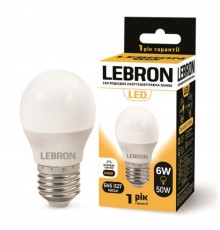 LED лампочка Lebron L-F45 6W 220V E27 4100K 480Lm 11-12-50