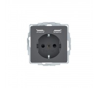 BERKER Q.x механізм Розетка з з/к та USB 16А/250В антрацит 48036086