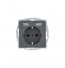 BERKER Q.x механізм Розетка з з/к та USB 16А/250В антрацит 48036086
