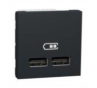 Розетка USB Schneider Electric Unica New антрацит подвійна 2.1 А 2 модулі NU341854