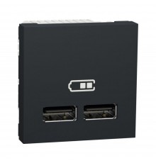 Розетка USB Schneider Electric Unica New антрацит подвійна 2.1 А 2 модулі NU341854