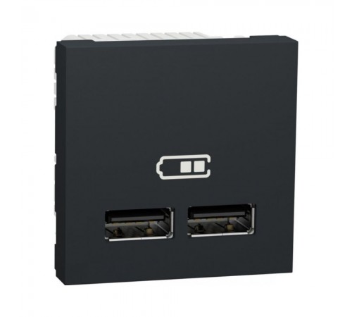 Розетка USB Schneider Electric Unica New антрацит подвійна 2.1 А 2 модулі NU341854 Розетка USB Schneider Electric Unica New антрацит подвійна 2.1 А 2 модулі NU341854