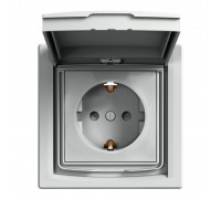 Schneider ASFORA РОЗЕТКА З З/К З ЗАХ ШТР IP44 алюміній EPH3100361