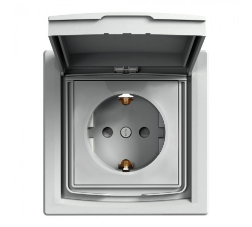 Schneider ASFORA РОЗЕТКА З З/К З ЗАХ ШТР IP44 алюміній EPH3100361