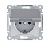 Розетка Hager Lumina срібна з заземленням з кришкою WL1152