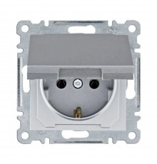 Розетка Hager Lumina срібна з заземленням з кришкою WL1152