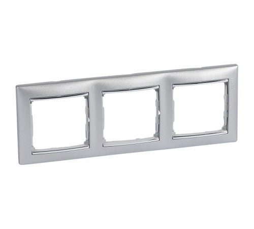 Legrand Valena Classic Рамка 3 пости Алюміній срібний штрих 770353