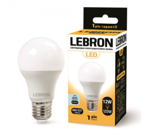 ЛЕД лампочка Lebron L-A60 12W E27 6500K 1100Lm 11-11-47