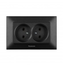 Розетка Panasonic Arkedia Slim чорна подвійна WNTC02042BL-UA