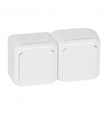 Розетка Legrand Forix подвійна біла 2X2К+З зі шторками IP44 782374