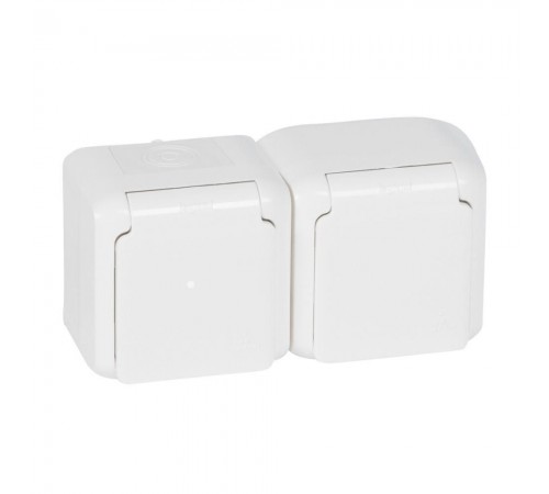 Розетка Legrand Forix подвійна біла 2X2К+З зі шторками IP44 782374 Розетка Legrand Forix подвійна біла 2X2К+З зі шторками IP44 782374