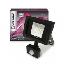 LED прожектор Velmax з датчиком руху LF 10W 6200K 900Lm 26-14-10