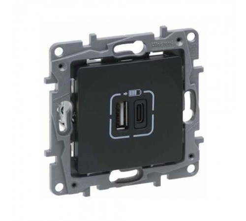 Legrand NILOE STEP Розетка USB Тип А+C 12Вт+15Вт 5 В колір Чорний 863540