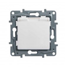Розетка Legrand Etika одинарна з заземленням з кришкою IP44 білий 672232